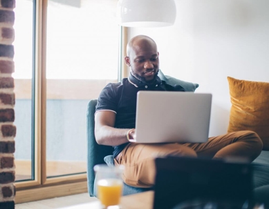 Man researching on internet